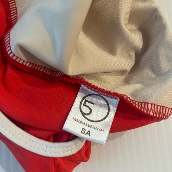 Five Dancewear red leotard with white trim - SA - Picture 2 of 4